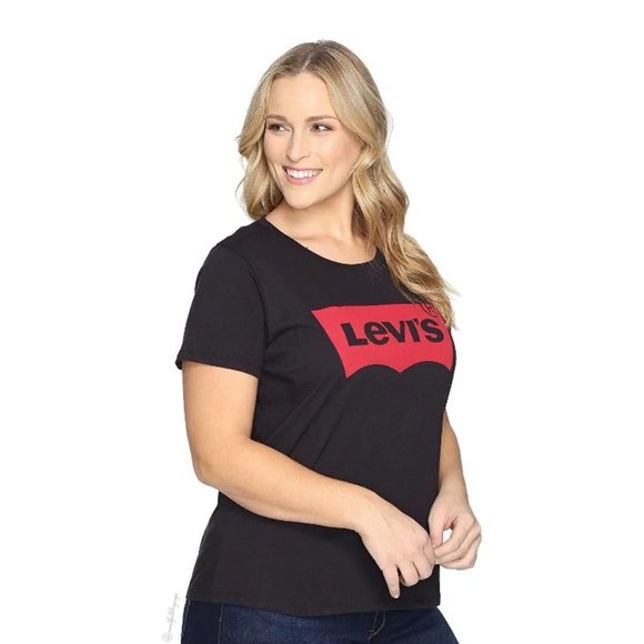 ⛔️SOLD⛔️ LEVI'S Short Sleeve Crew Neck T-Shirt Black w/ Red Batwing Logo Size XL - Picture 4 of 14
